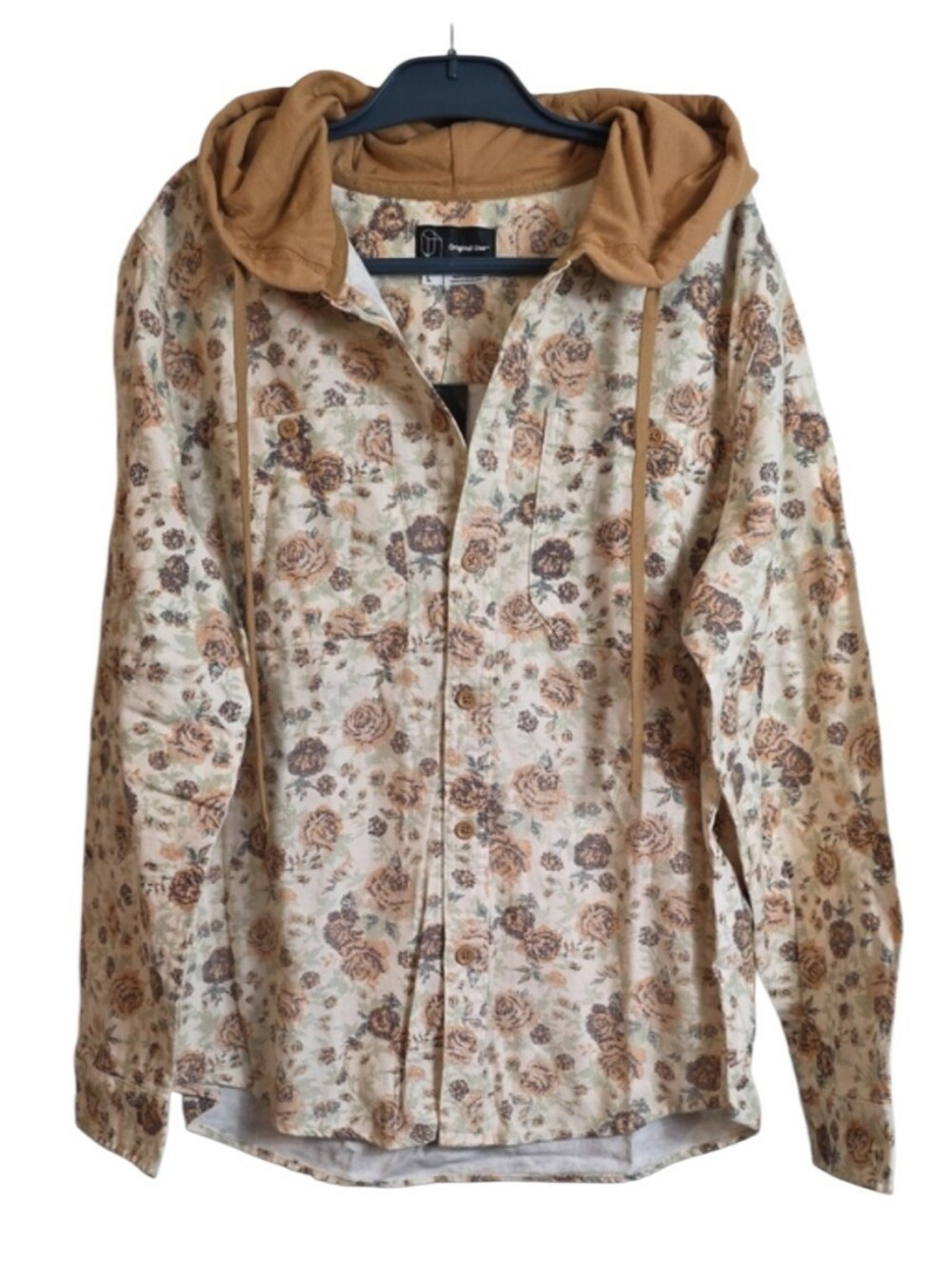 Cream Tan Multicolor Plaid Button Front Jacket Large NWT Relaxed Casual Shacket